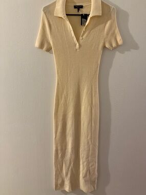 rag & bone Cream Ribbed Polo Dress